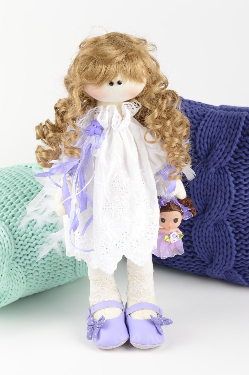 Льняная кукла ручной работы мягкая кукла для девочки кукла из ткани натуральной фото 1