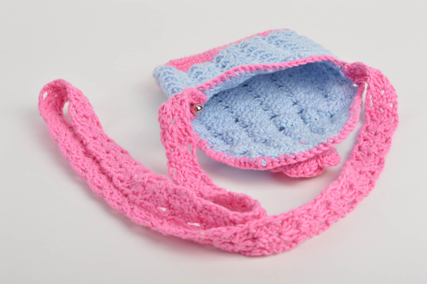 Stylish handmade crochet bag shoulder bag childrens luxury bags gifts for kids photo 5