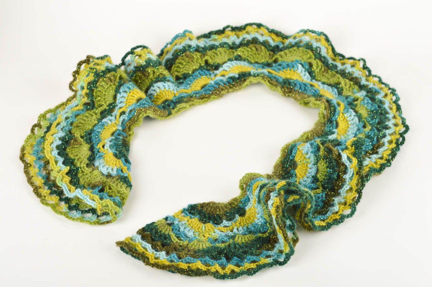 Handmade Damen Schal leichtes modisches Accessoire Schal aus Wolle schön grell foto 5