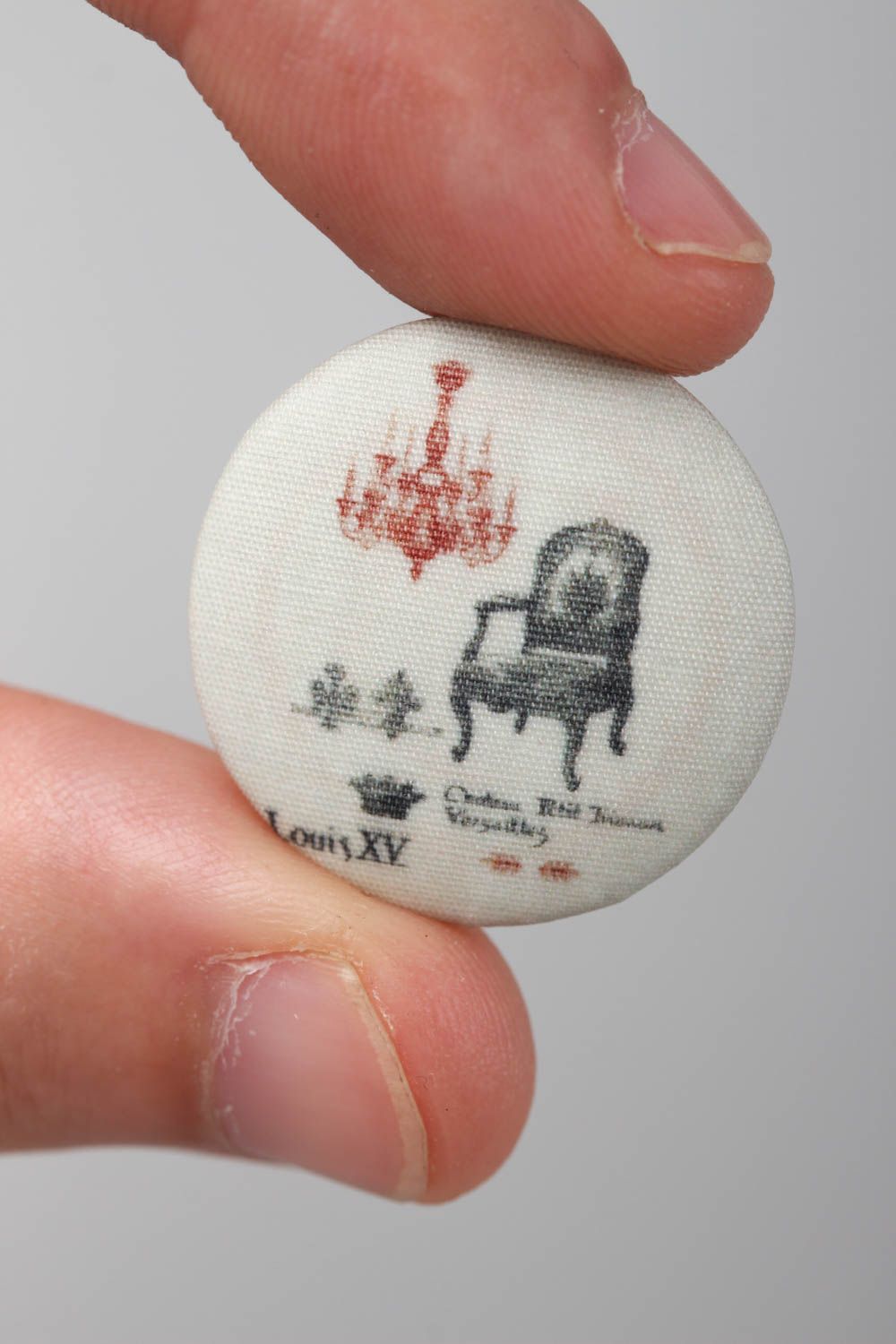 Unusual handmade plastic button printed fabric button needlework supplies photo 5
