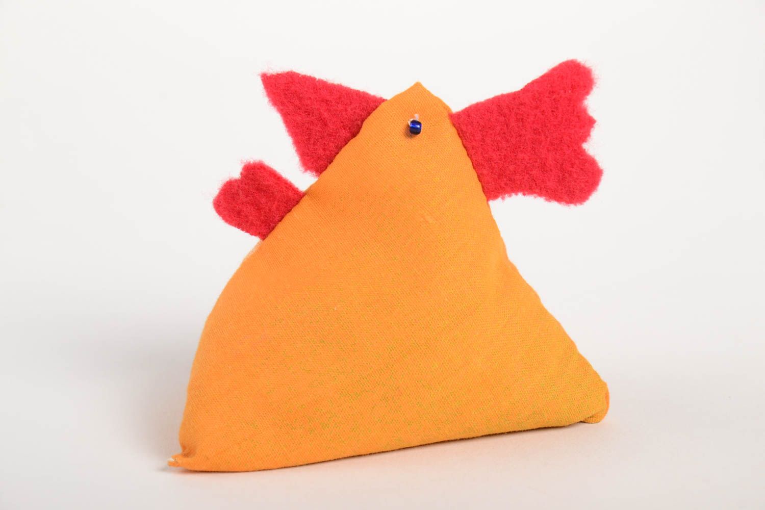Peluche poulet faite main Jouet enfant orange coton Idée cadeau original photo 4
