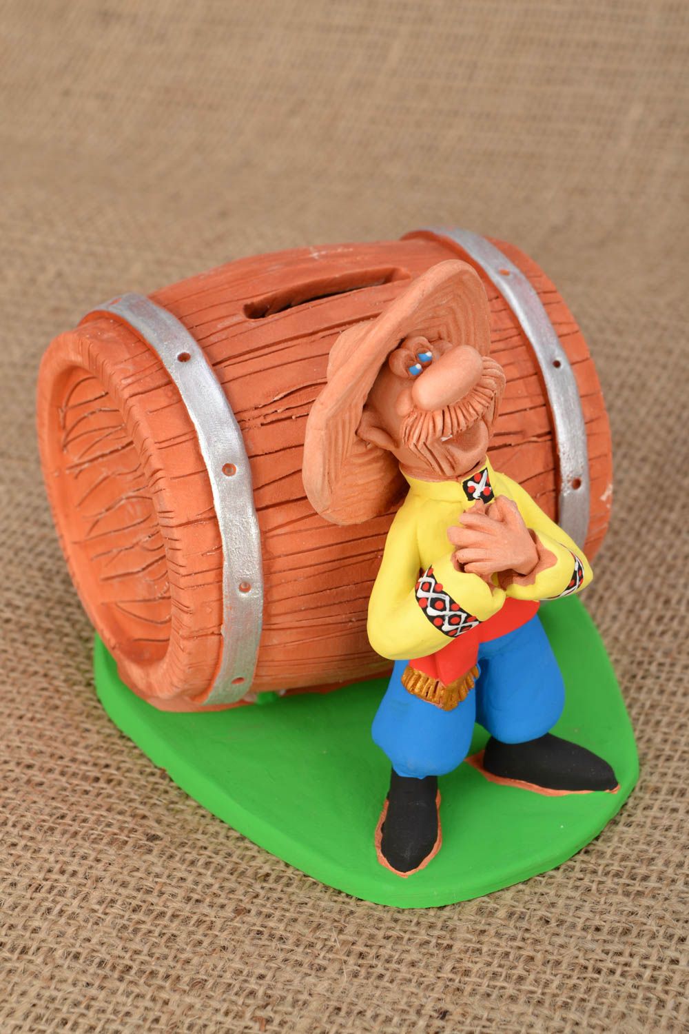 Ceramic money box Cossack with Barrel of Beer photo 1