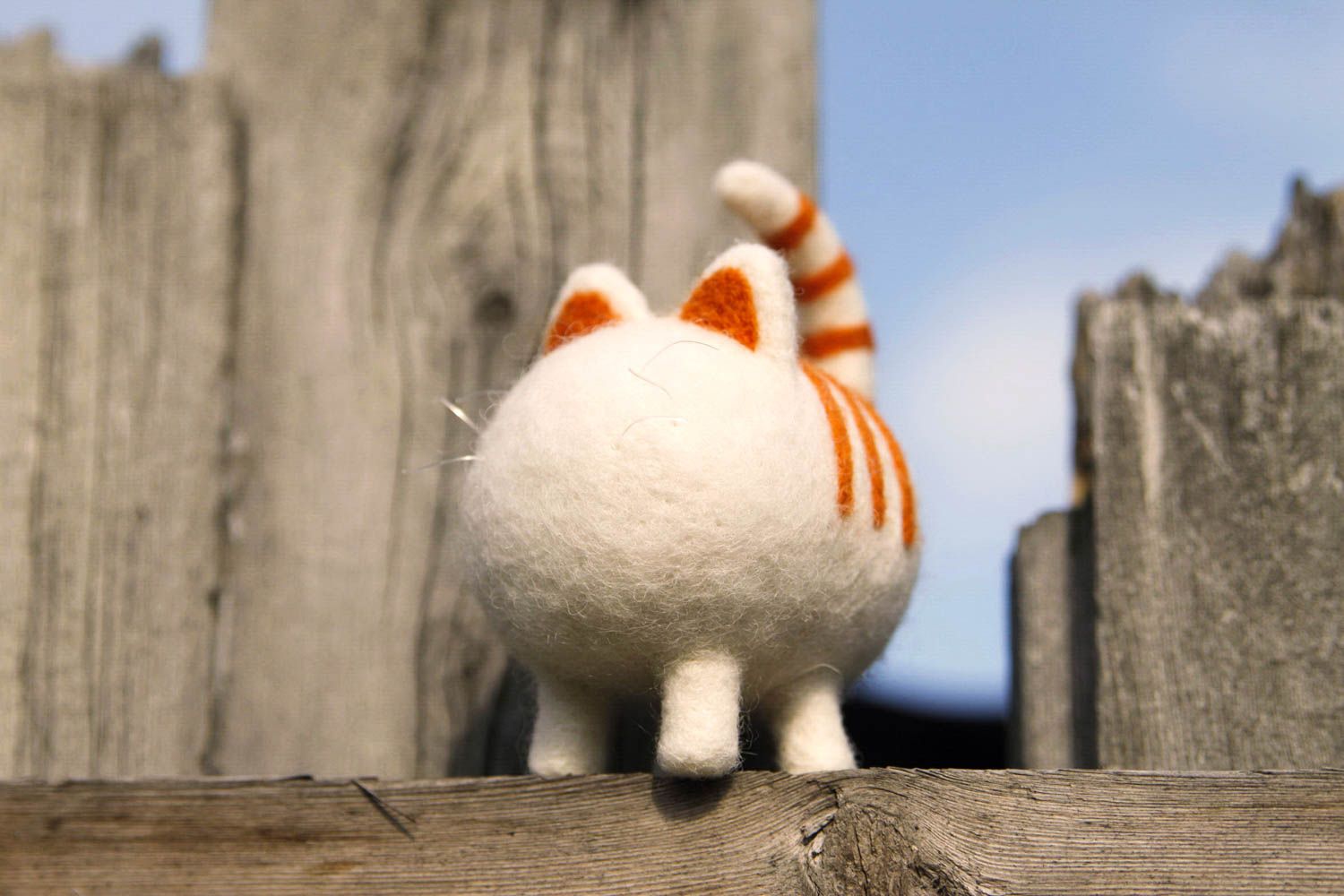 Мягкая игрушка кот полосатый игрушка ручной работы игрушка из шерсти котик фото 1