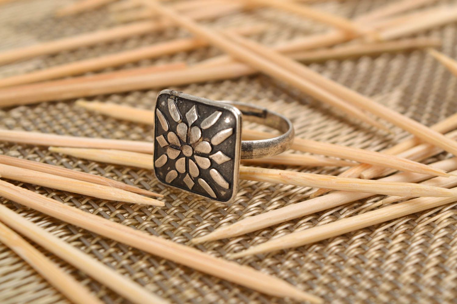 Unusual metal ring in ethnic style photo 1