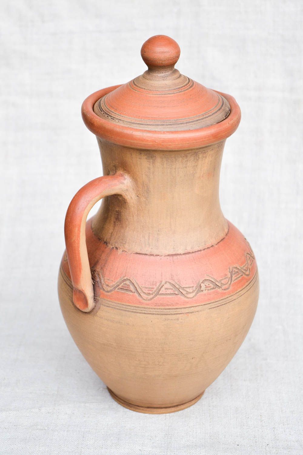 Handmade Keramik Karaffe Küchen Deko originelles Geschenk Krug aus Ton  foto 3