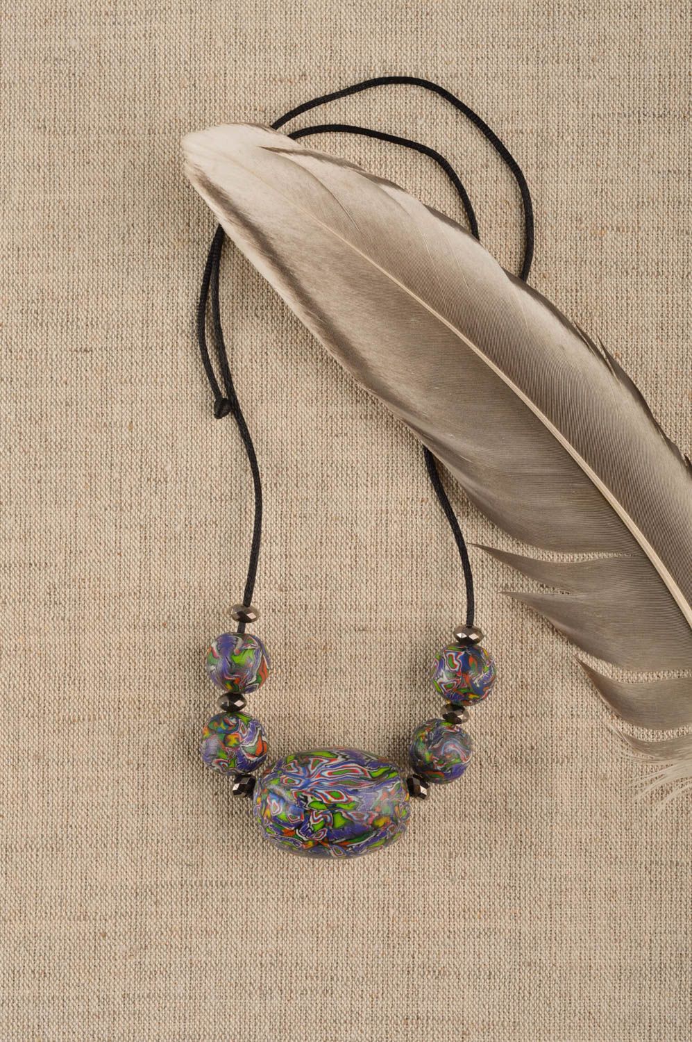 Handmade unusual necklace jewelry made of clay feminine necklace cute jewelry photo 1