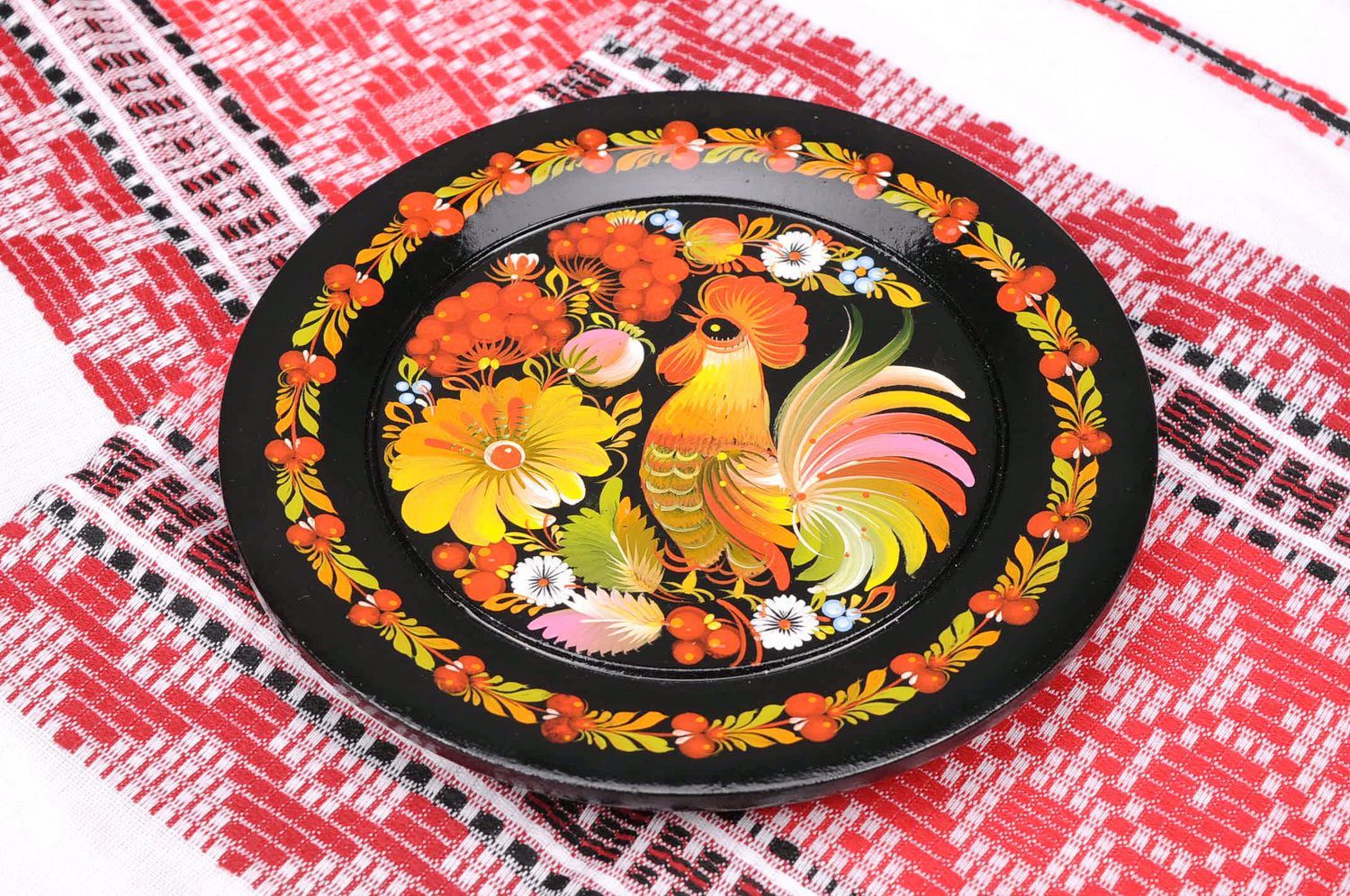 Decorative plate Cock and flower photo 4