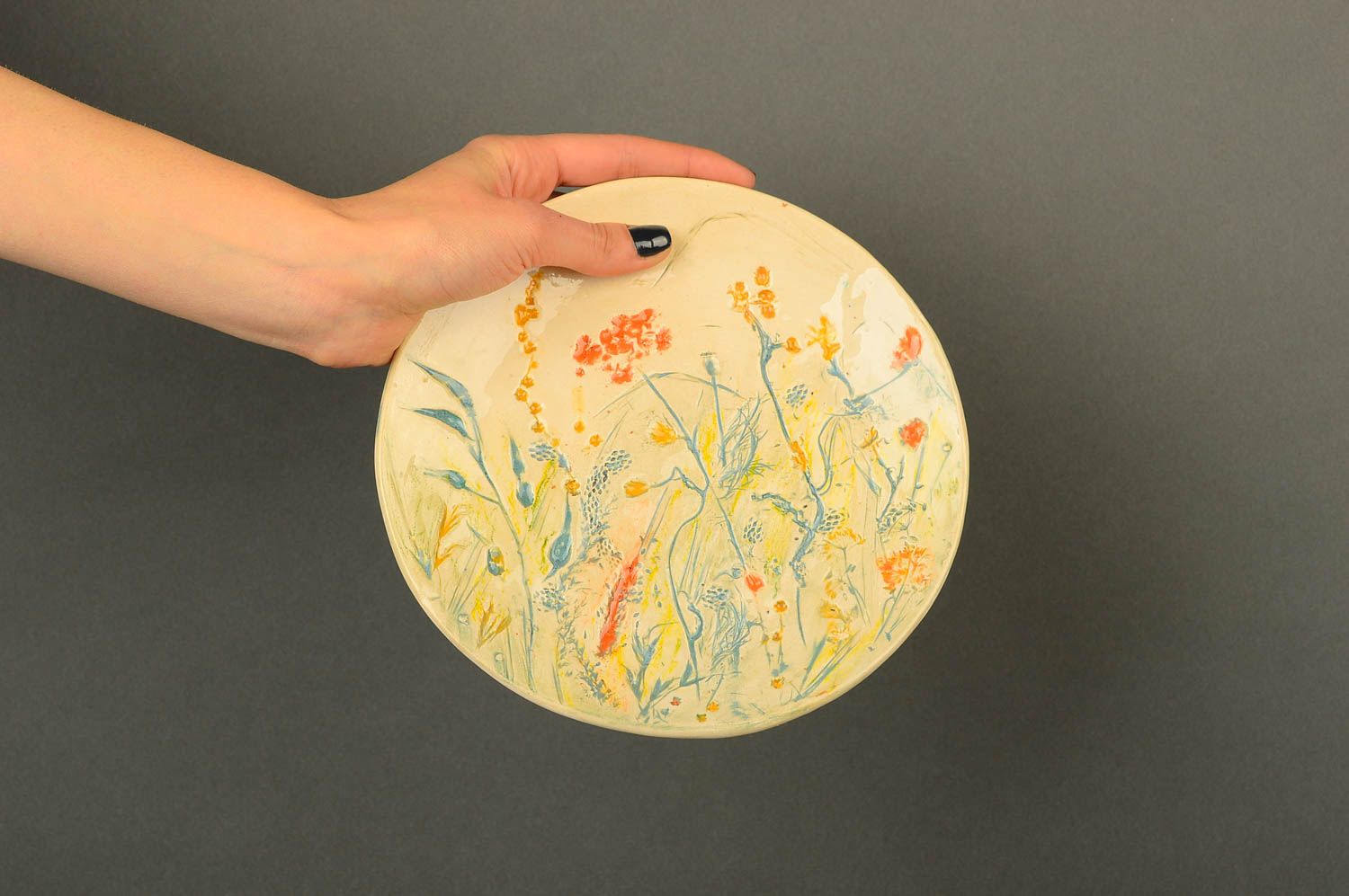 Plato de cerámica hecho a mano pintado vajilla moderna regalo original foto 2