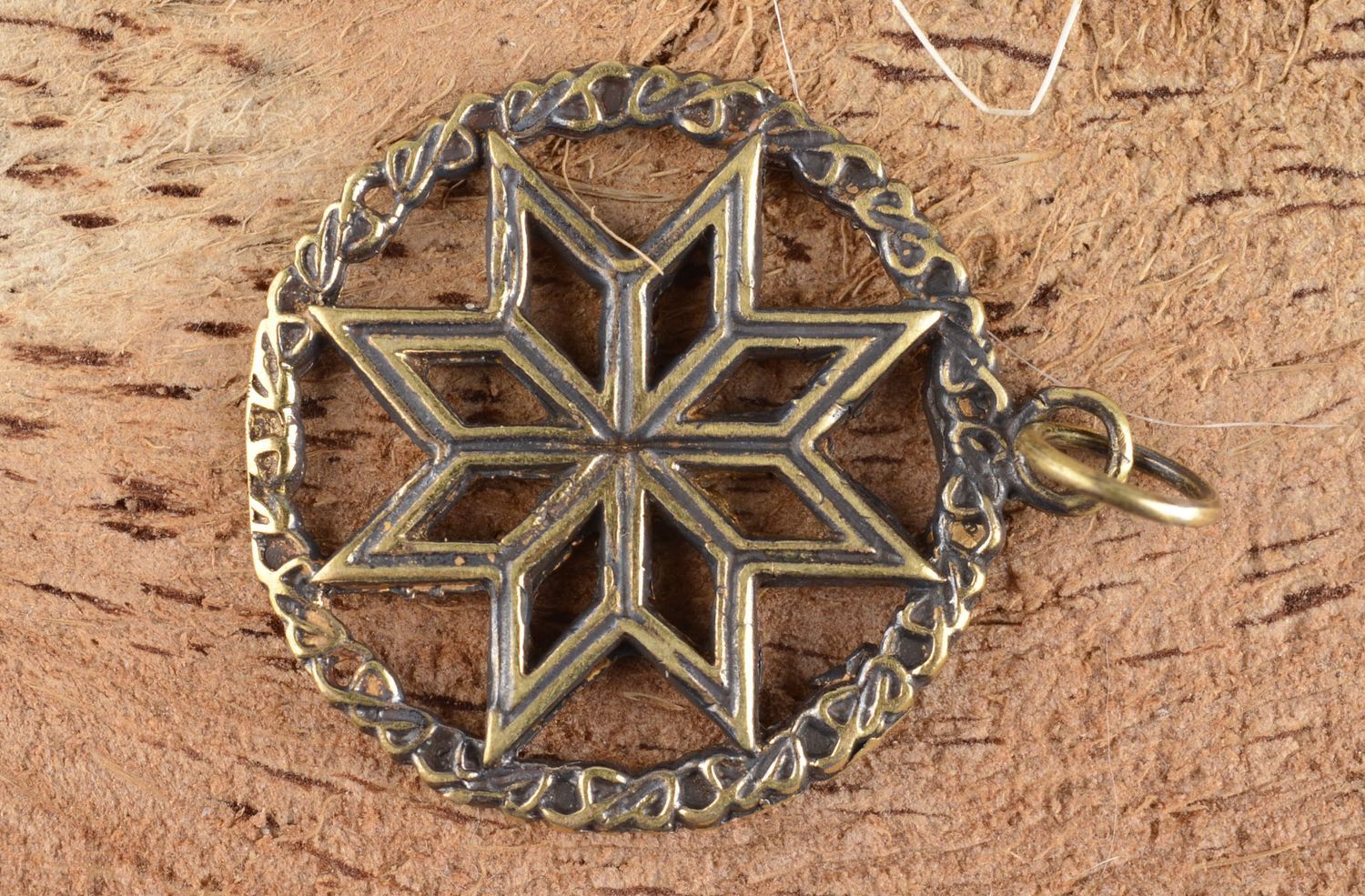 Bronze pendant handmade bronze jewelry metal pendant on cord elegant jewelry photo 1