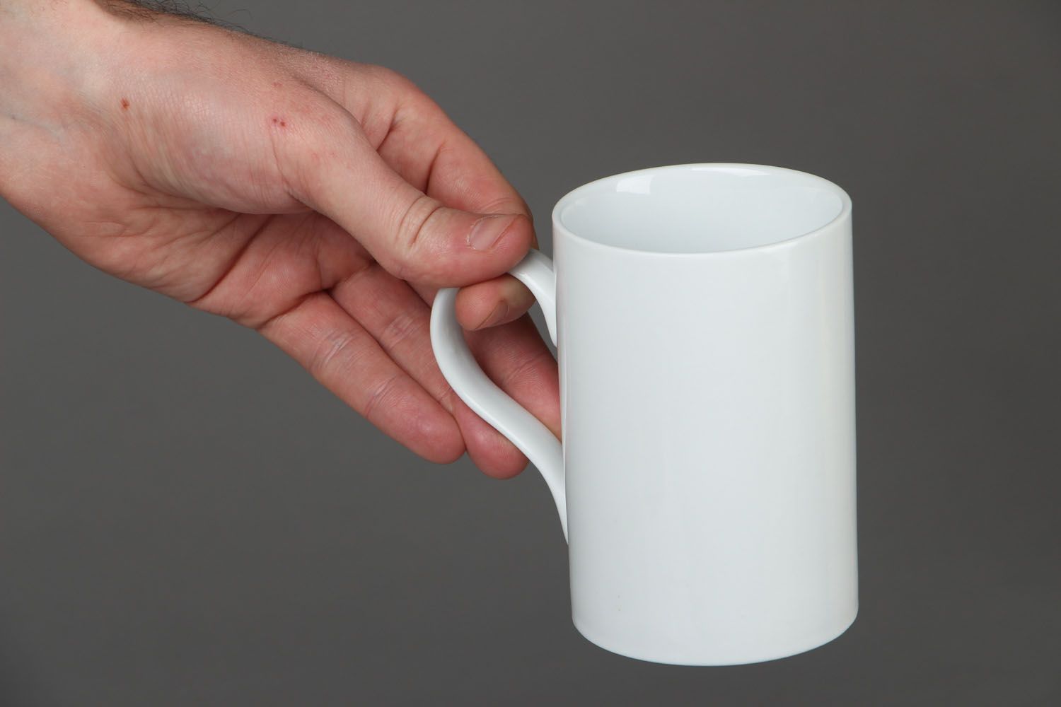 Tall porcelain plain white 10 oz drinking cup Snout with handle photo 4