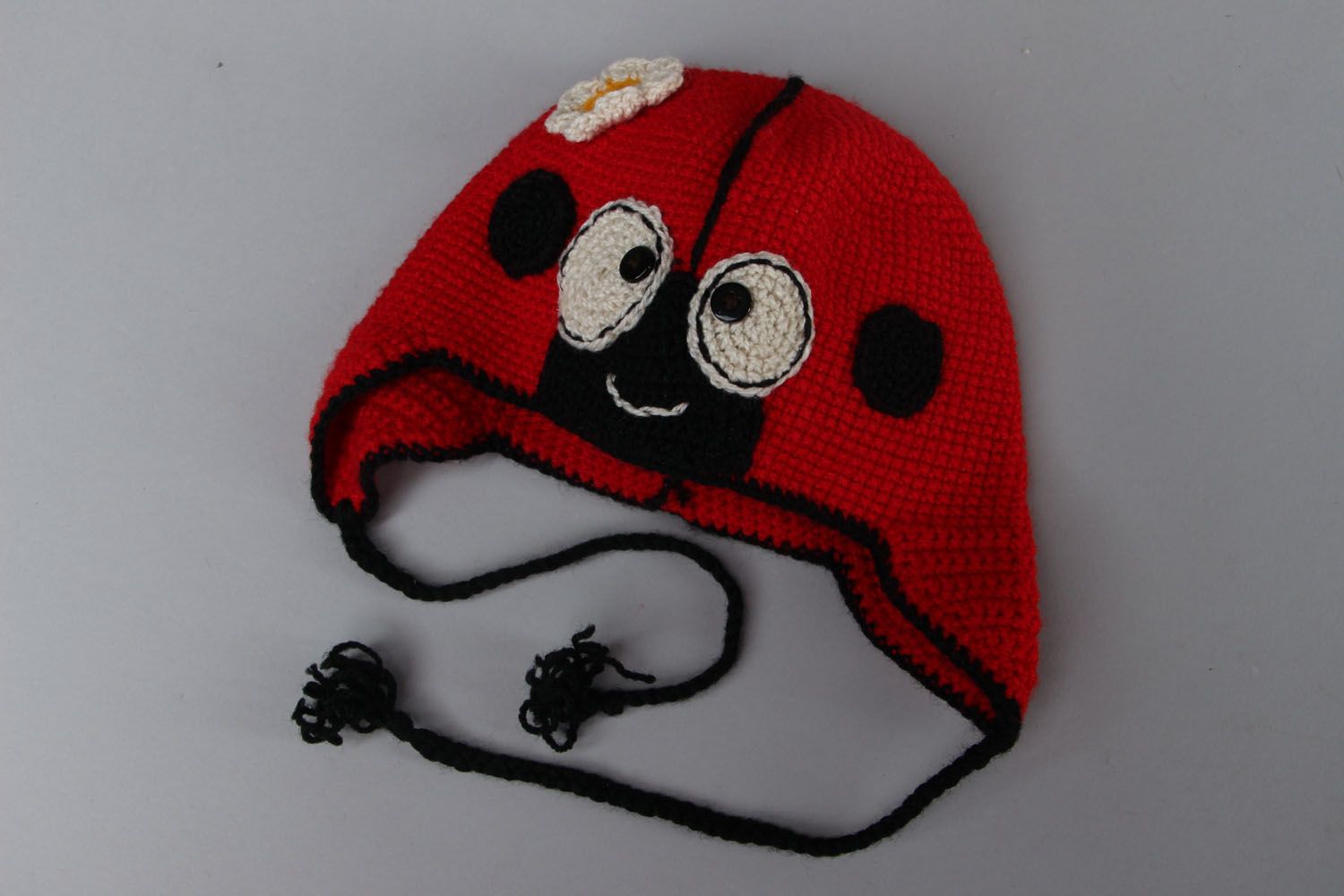 Bonnet tricoté fait main rouge photo 1