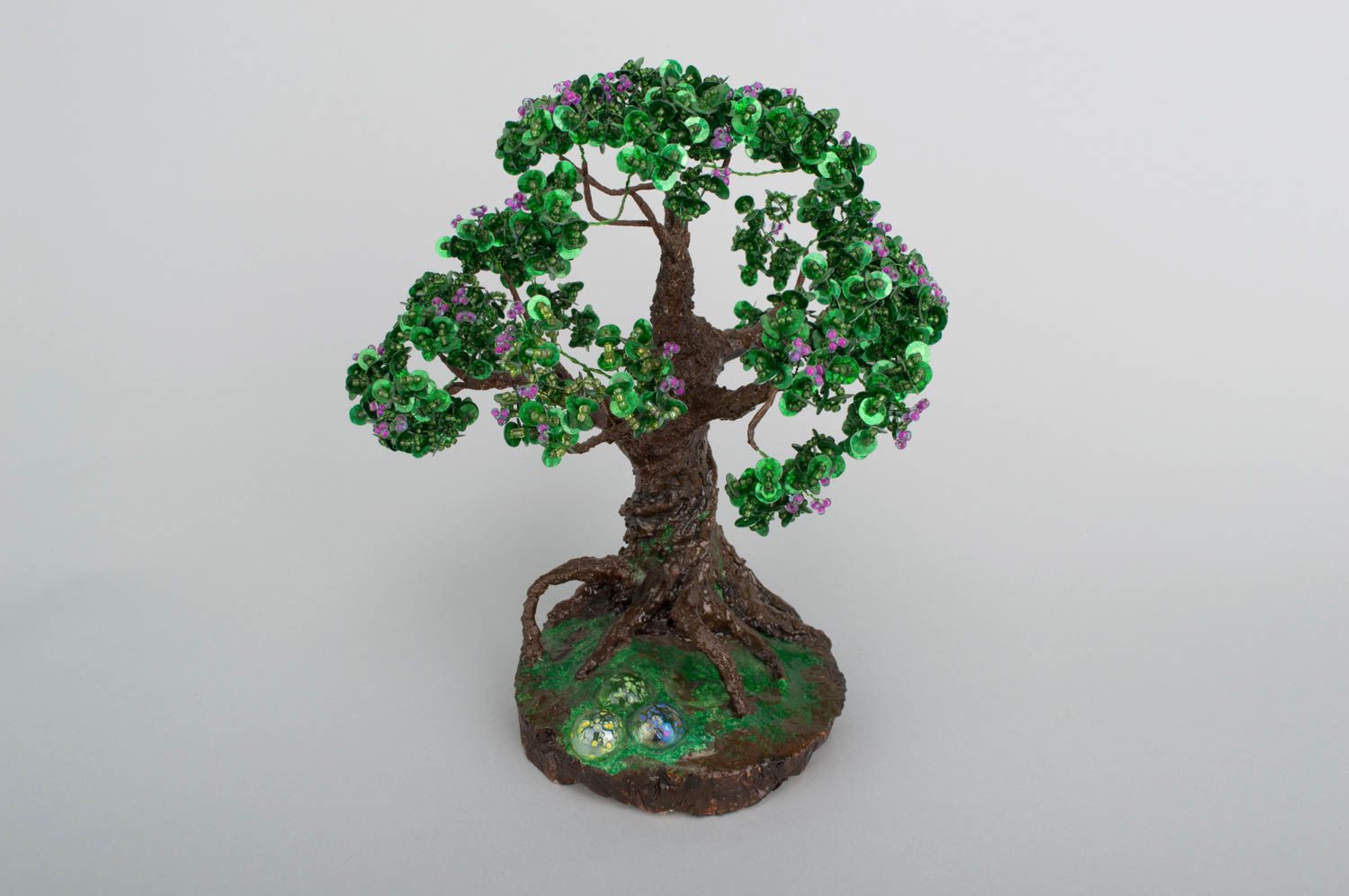 Handmade Dekoration Baum grüne Tischdeko Glasperlen Deko Tisch Baum originell foto 2