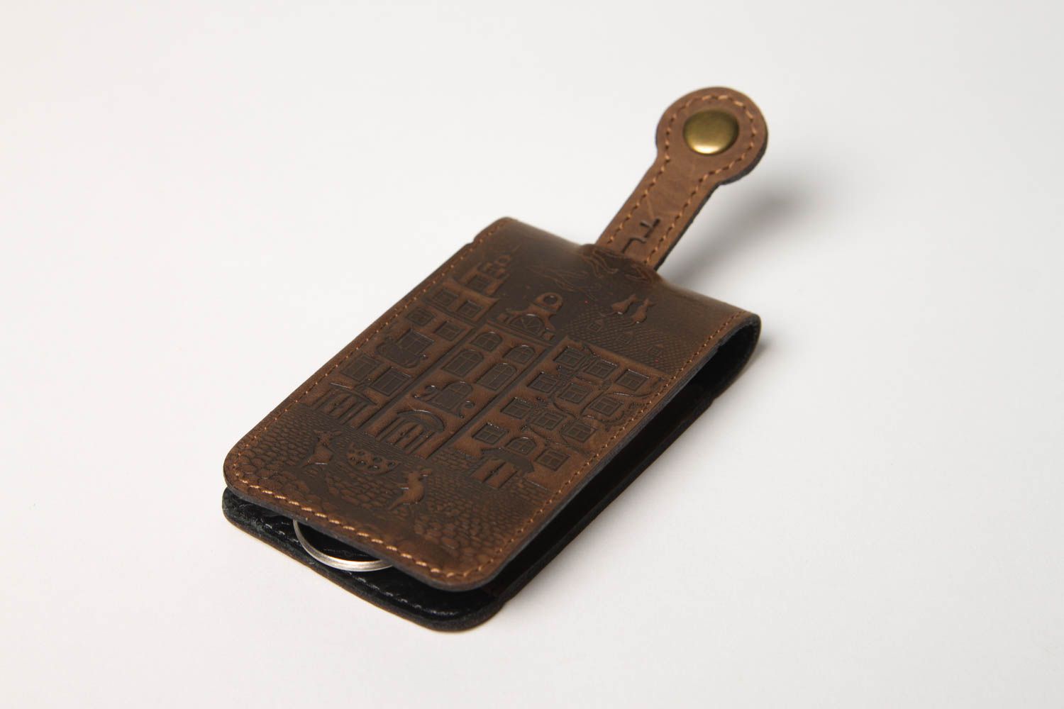 Schlüsselanhänger Leder handgefertigt originelles Geschenk Schlüsseletui Leder foto 2