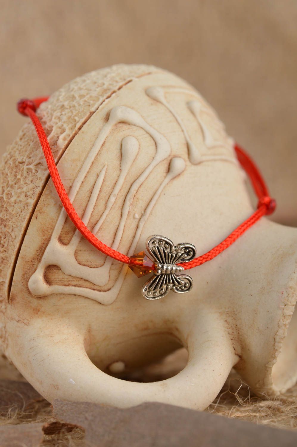 Красный браслет ручной работы браслет для девушки модная бижутерия Бабочка фото 1
