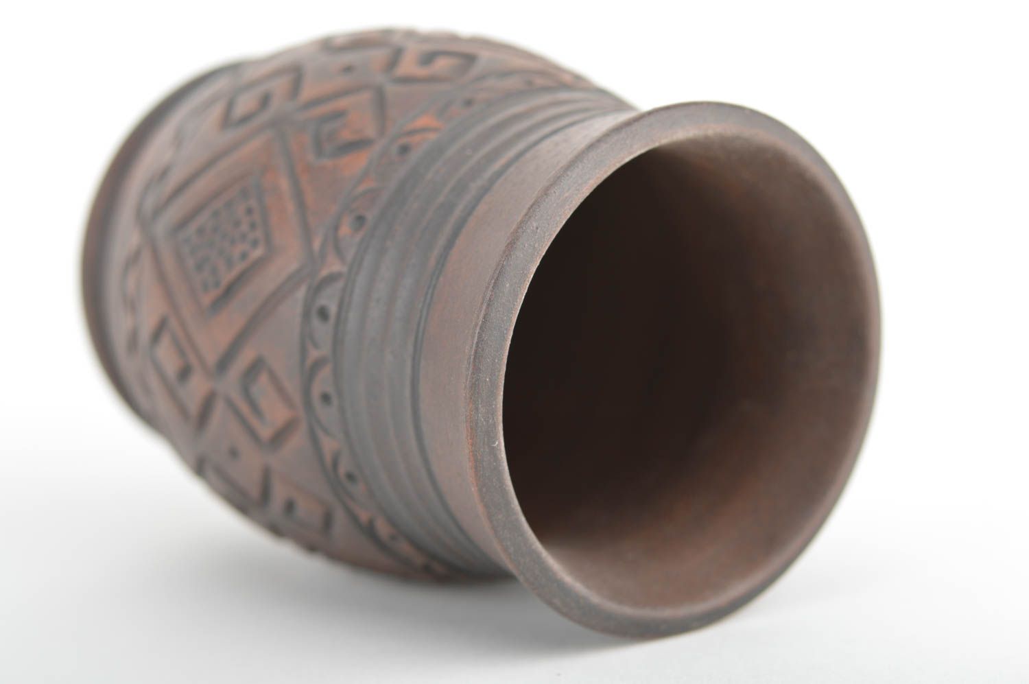 Vaso de arcilla artesanal bonito con ornamento cerámica lechera 250 ml foto 5