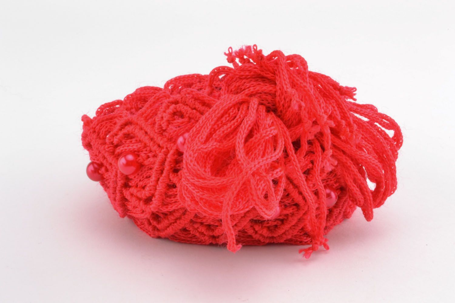 Cintura da donna intrecciata fatta a mano cinghia di fili rossi accessori donna foto 2
