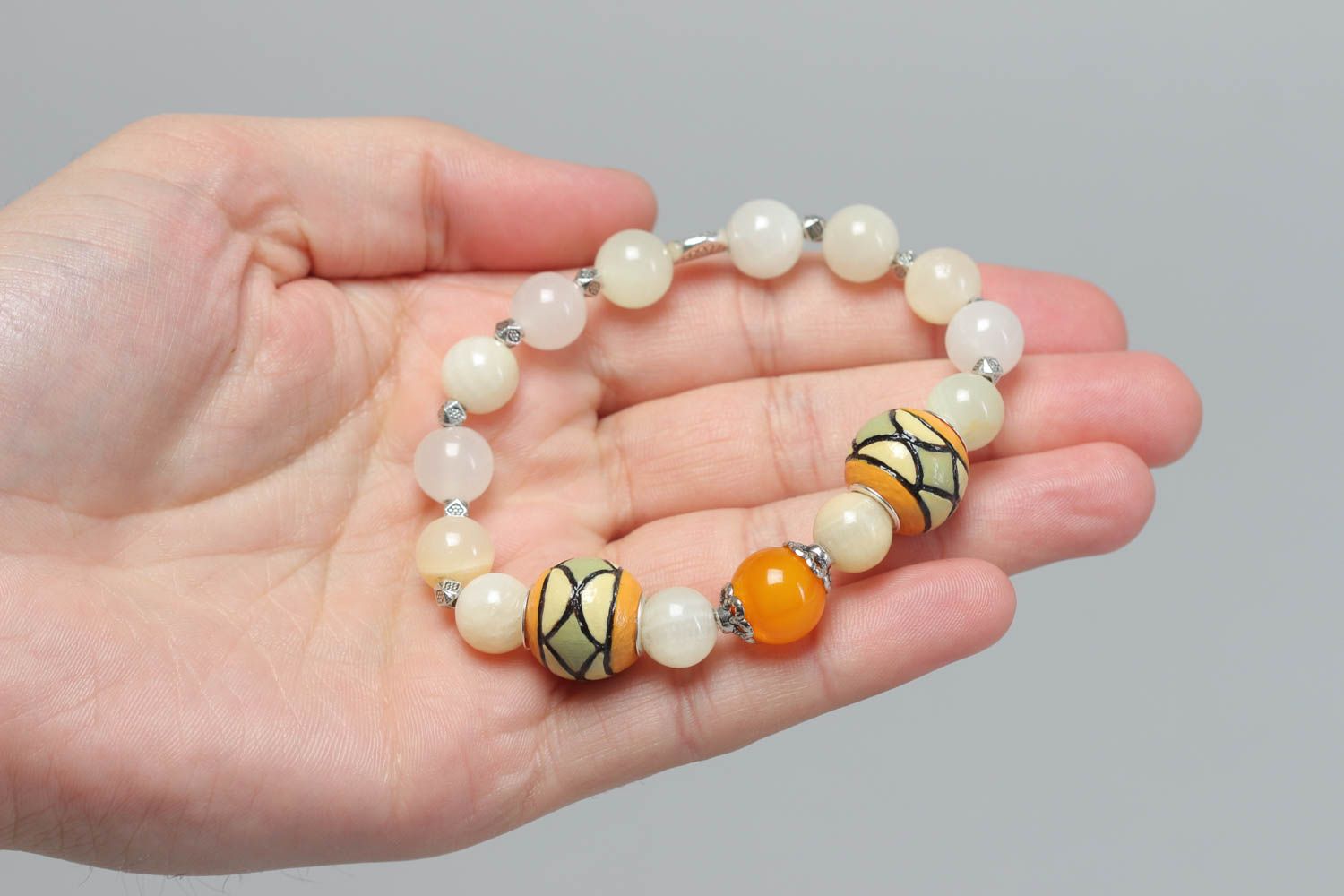 Handmade thin bracelet accessory with natural stone female stylish jewelry photo 5