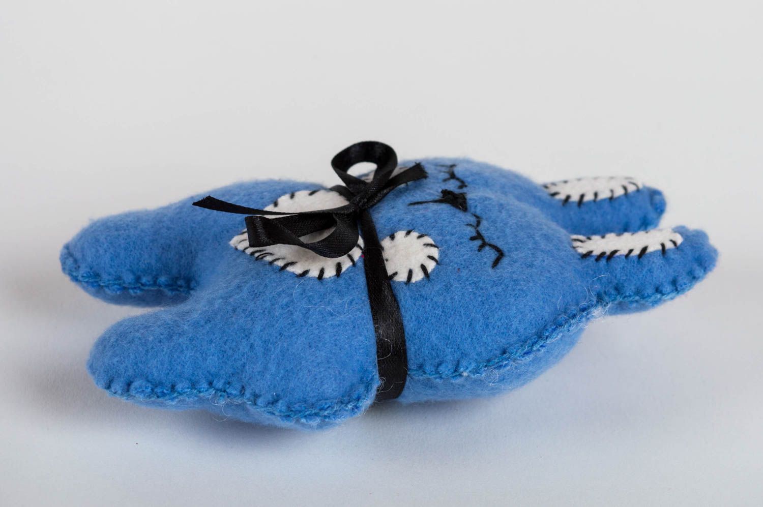 Petite peluche lièvre bleu en tissu polaire faite main cadeau pour enfant photo 4