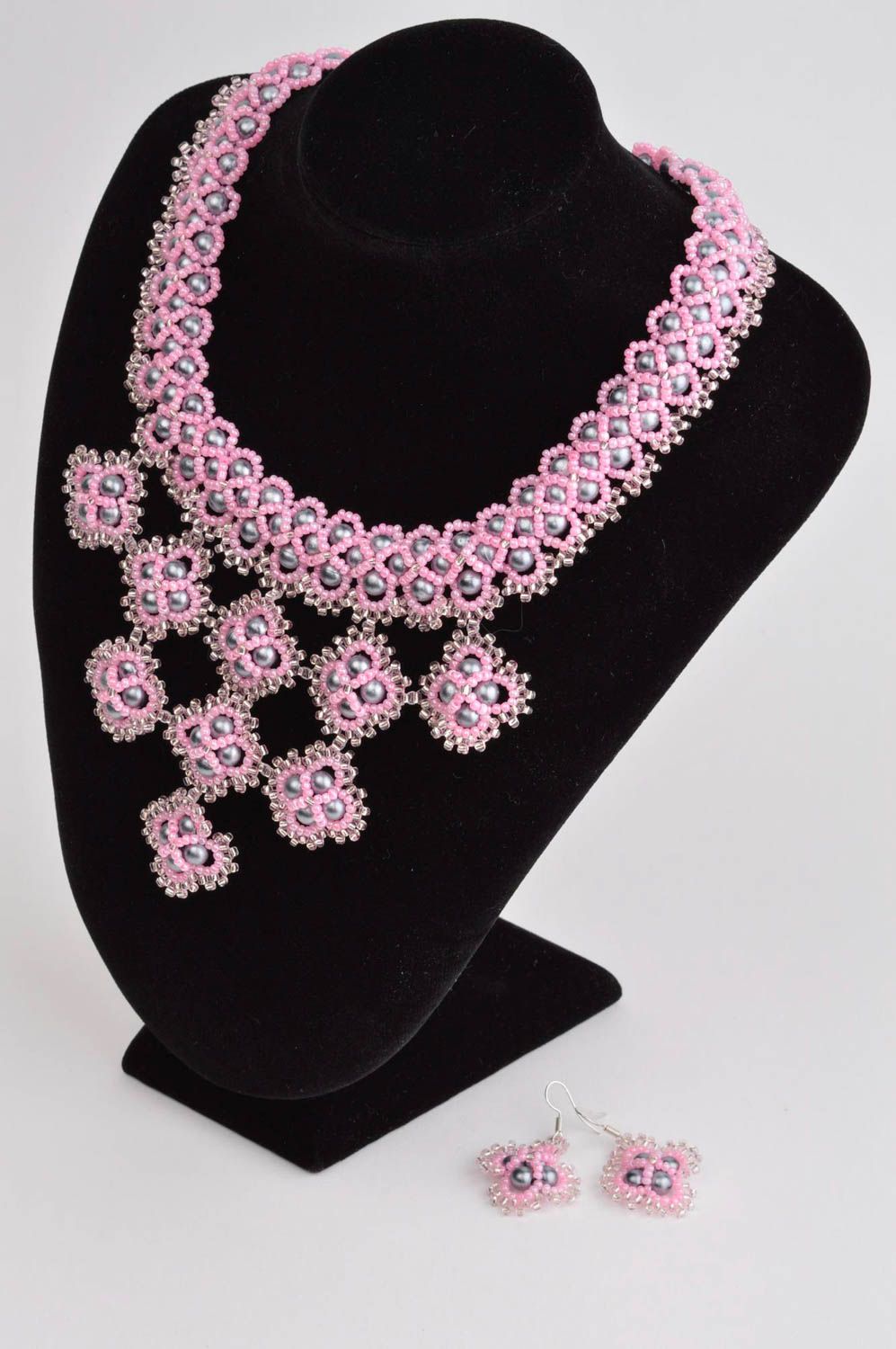 Designer necklace handmade jewelry set unusual earrings present for women photo 1