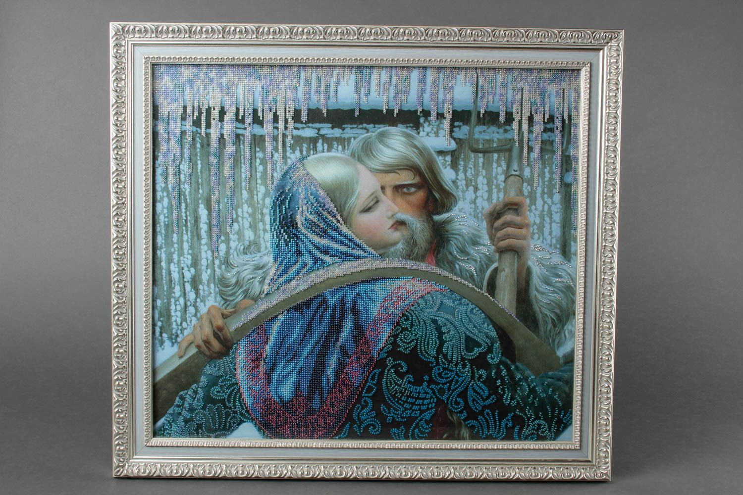 Schönes Glasperlen Bild handmade Wand Deko Wohn Accessoire Wintermärchen foto 2