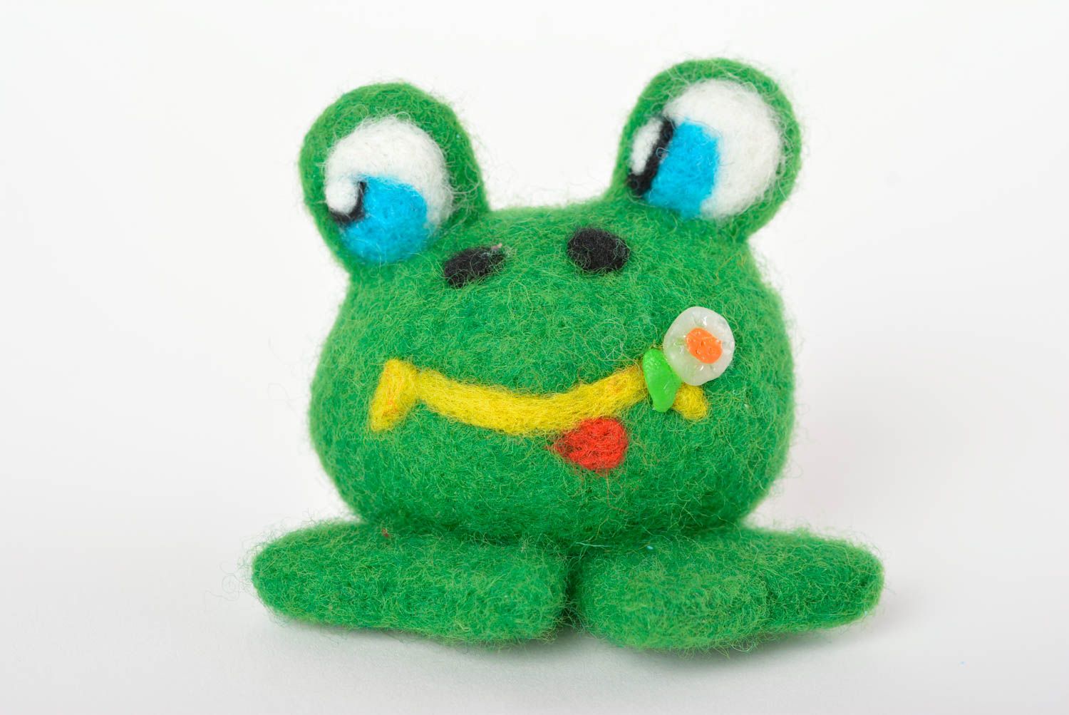 Handmade Filz Tier Frosch Spielzeug Deko Idee Haus aus Naturwolle hübsch  foto 4