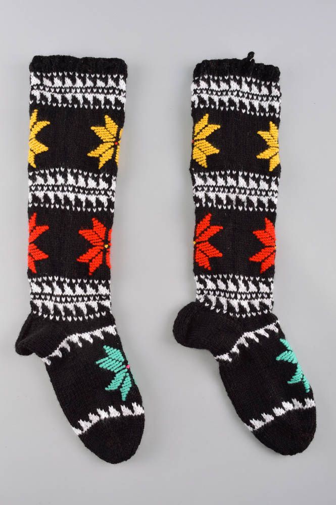 Носки ручной работы теплые носки вязаный аксессуар носки вязаные длинные фото 2