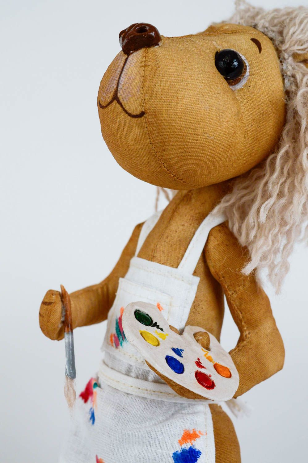 Мягкая игрушка львенок небольшого размера художник коричневая детская хэнд мейд фото 3