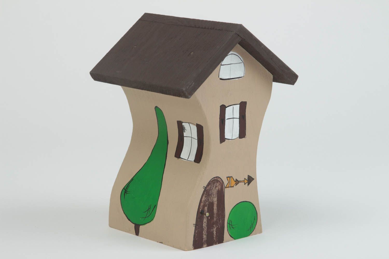 Statuette maison faite main Figurine en bois peinte à l'acrylique Déco maison photo 2