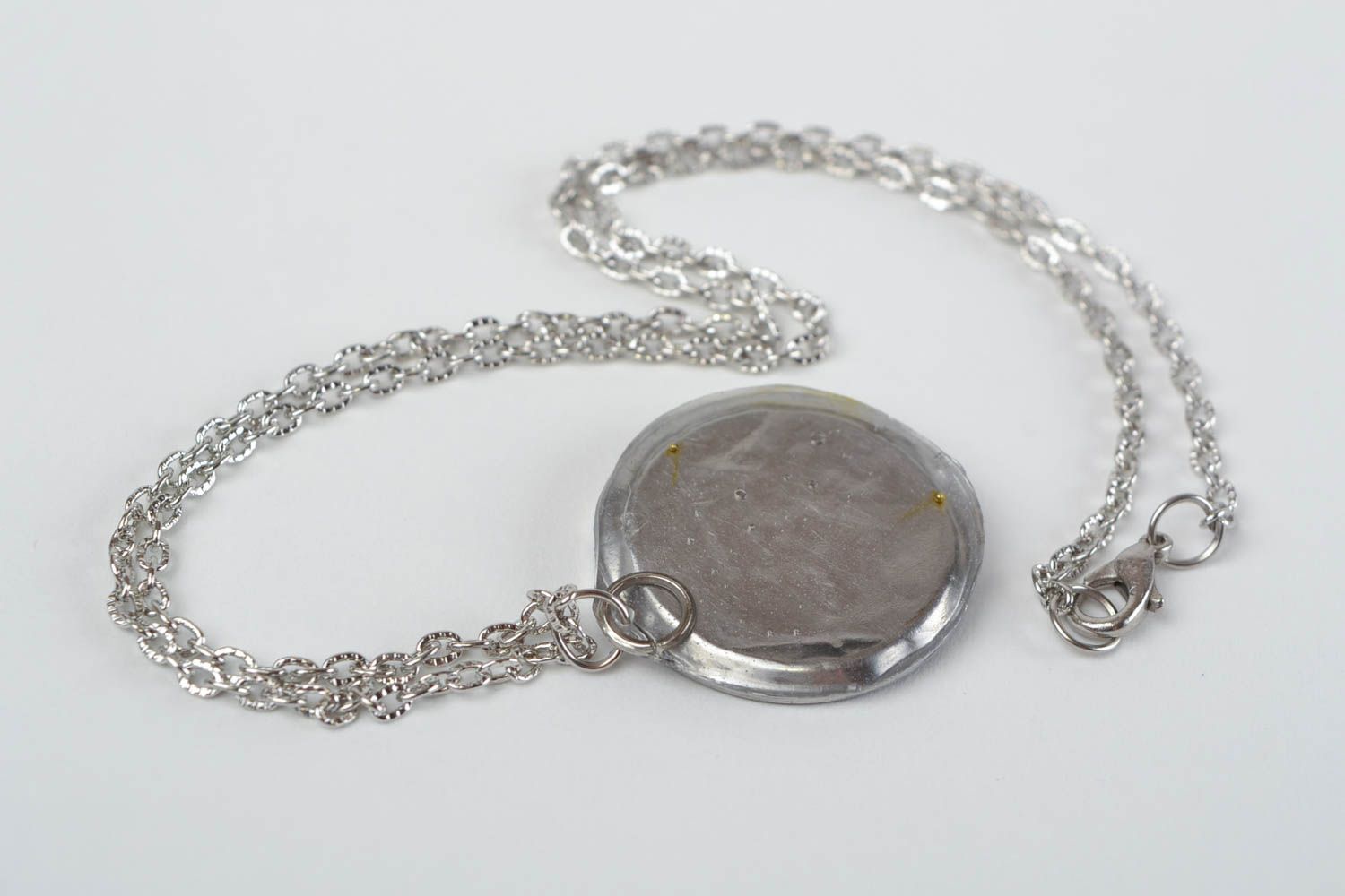 Unusual beautiful homemade designer round neck pendant on chain steampunk style photo 5