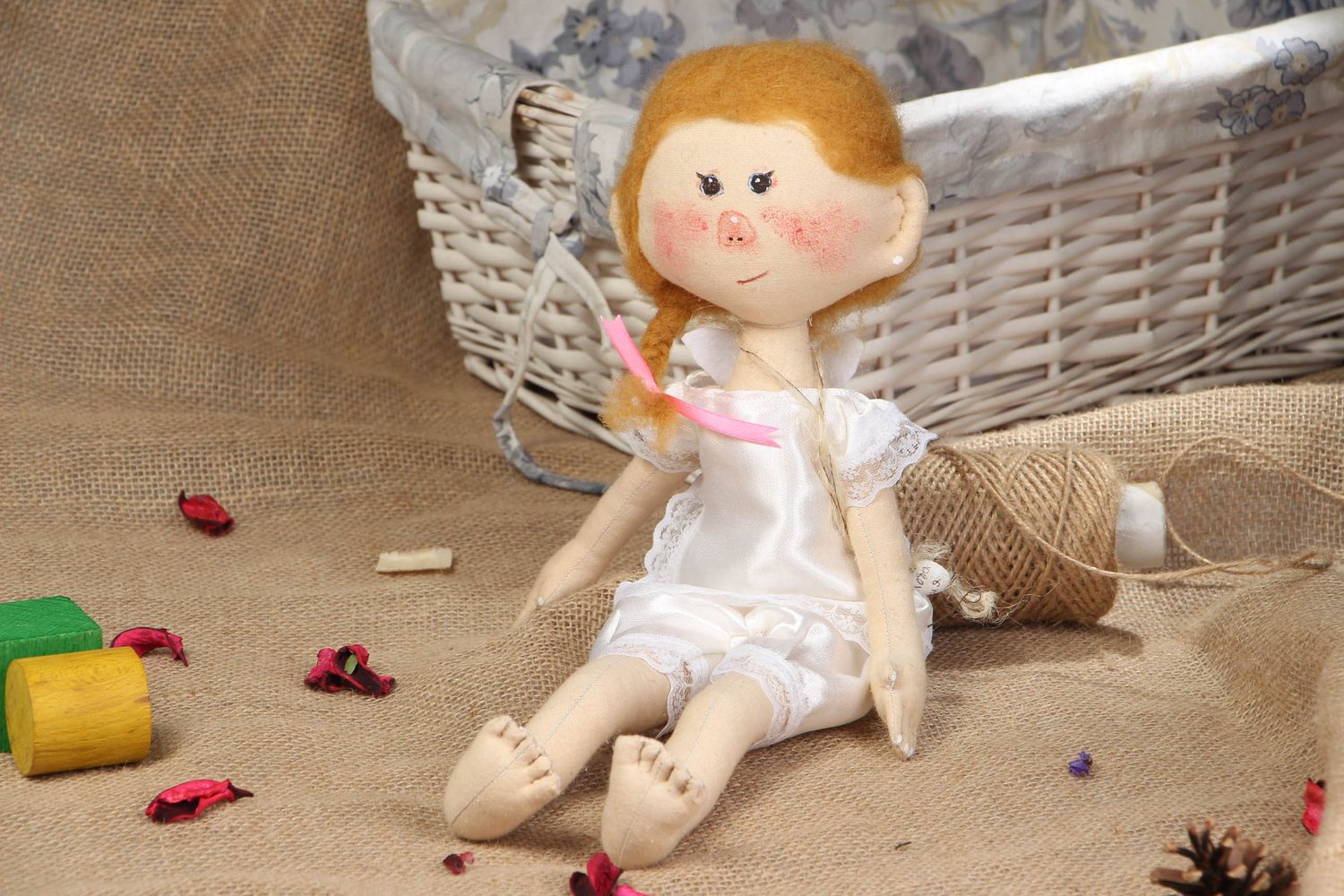 Handmade soft toy Girl photo 5