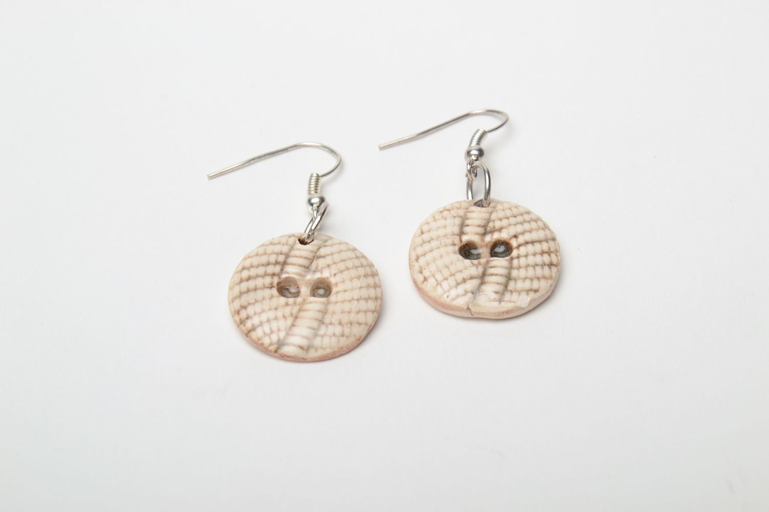 Ceramic earrings in the shape of buttons photo 3