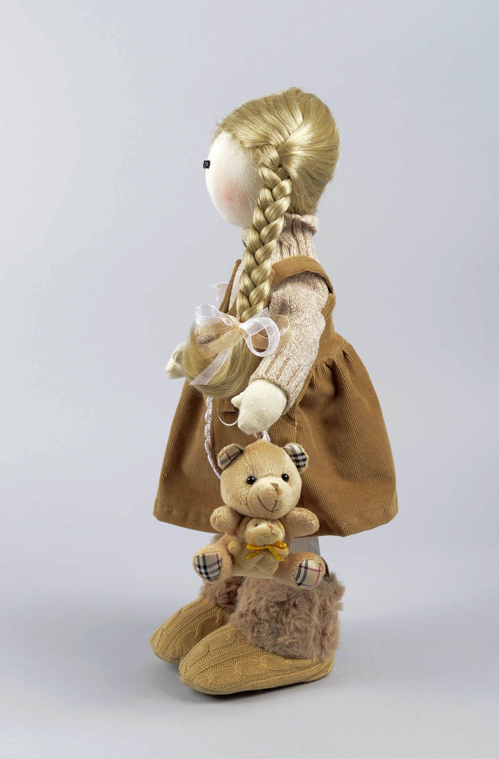Stylish handmade rag doll unusual soft toy beautiful childrens toys gift ideas photo 2