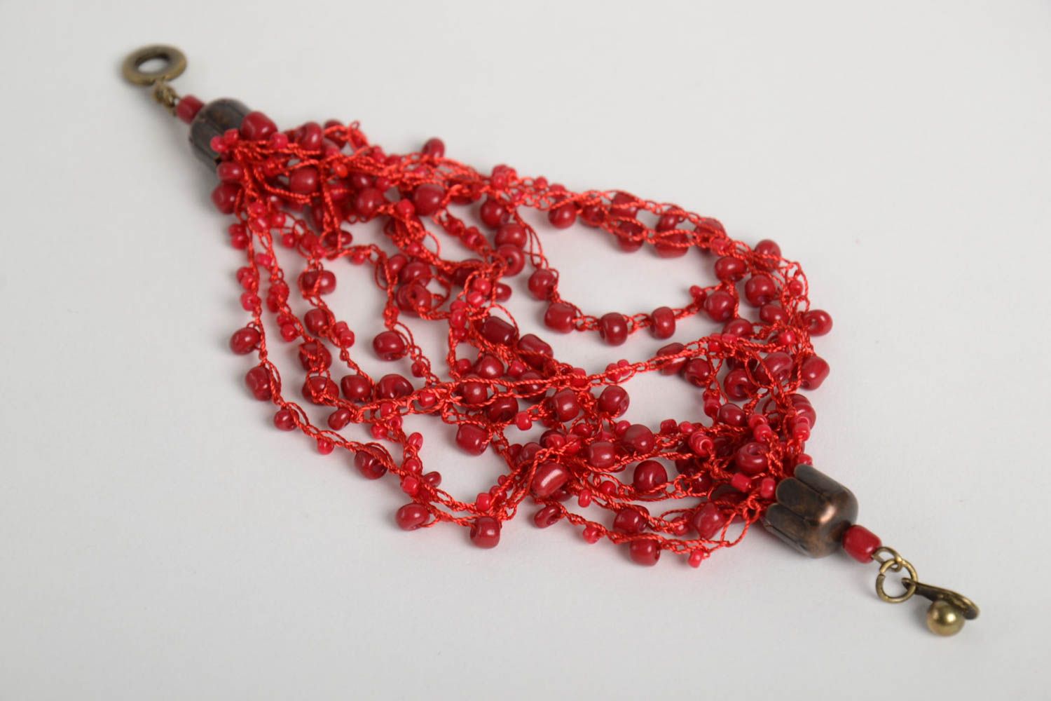 Pulsera de moda artesanal de abalorios roja brazalete para mujer regalo original foto 5