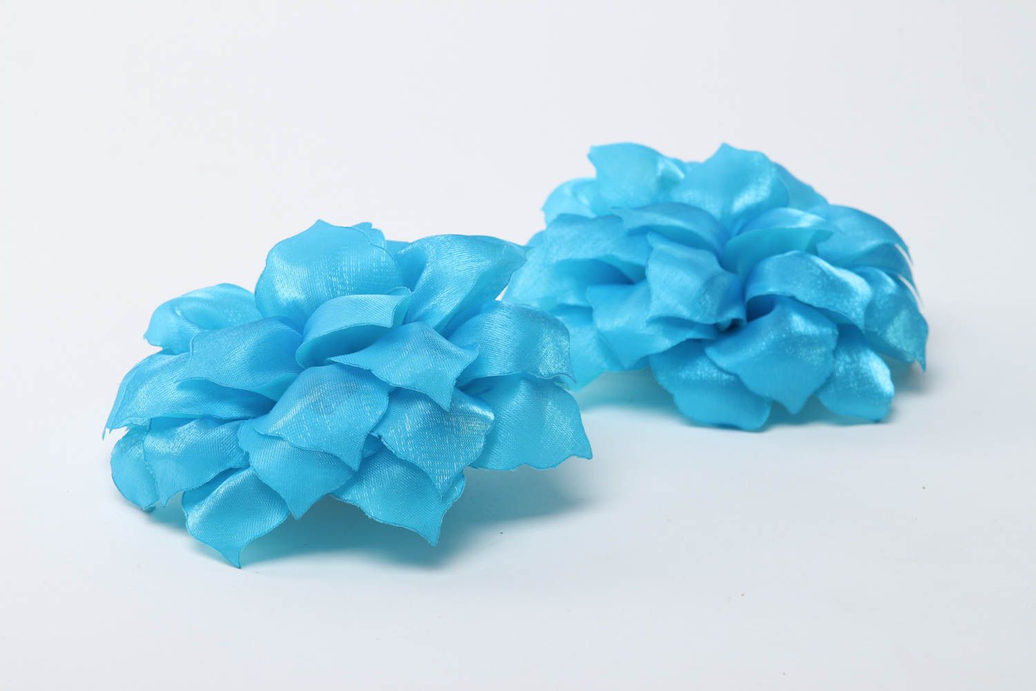 Blumen Haargummi in Blau handmade Schmuck 2 Stück Mädchen Haarschmuck originell foto 3