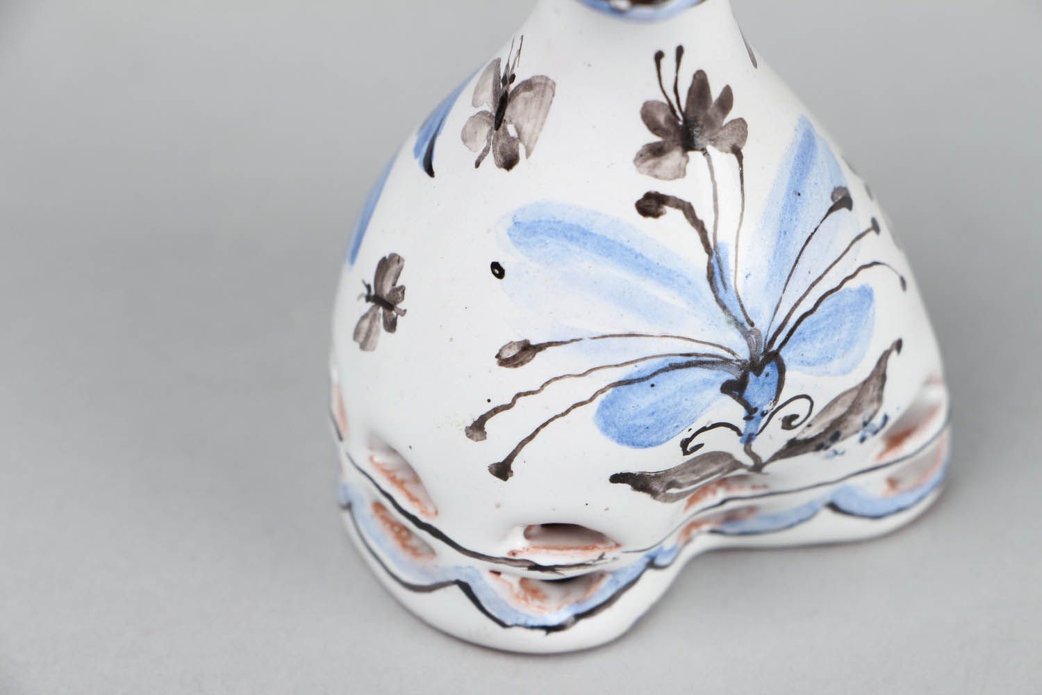 Handmade Glöckchen aus Keramik mit Emaille bemalt Haus Deko  foto 3