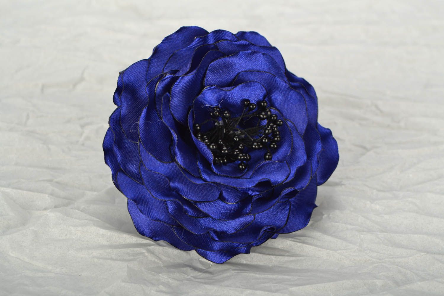 Брошь из ткани Синий цветок фото 1