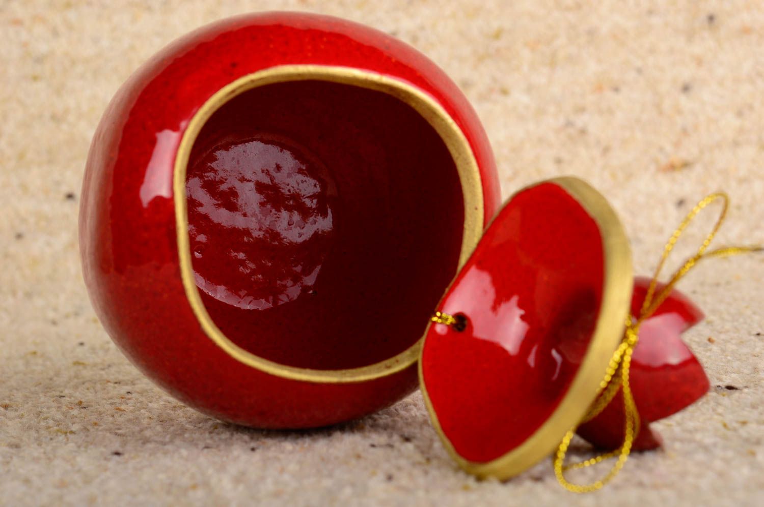 Handgemachte Keramik kleine Schatulle originelles Geschenk für Mädchen rot  foto 3