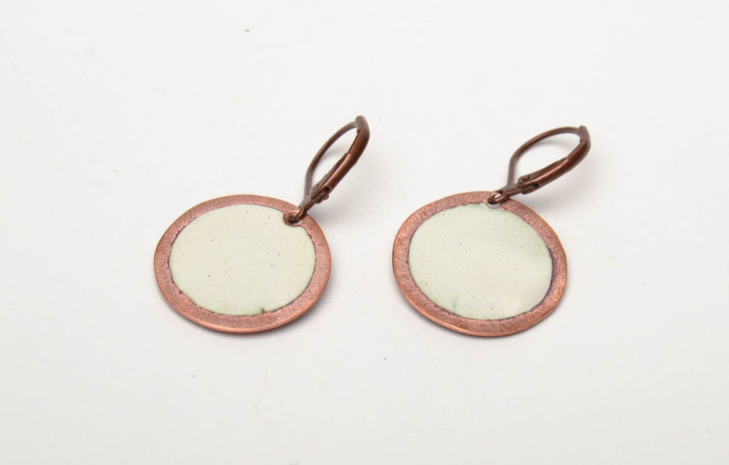 Enamel painted copper round earrings photo 5