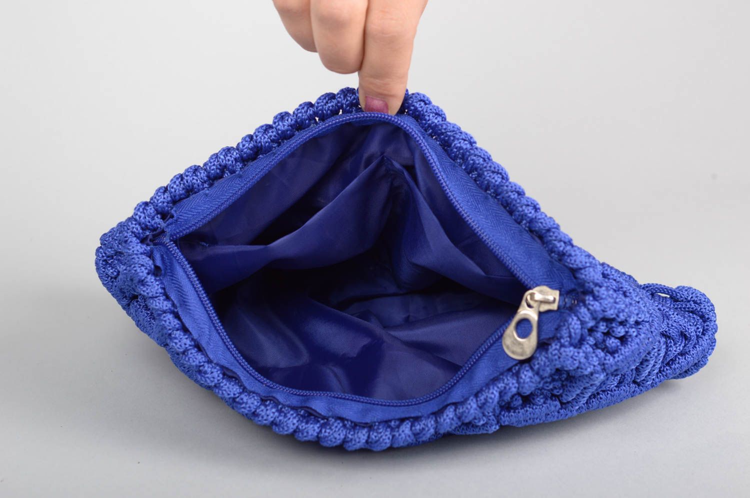 Bolso hecho a mano de color azul accesorio para mujeres regalo original foto 3