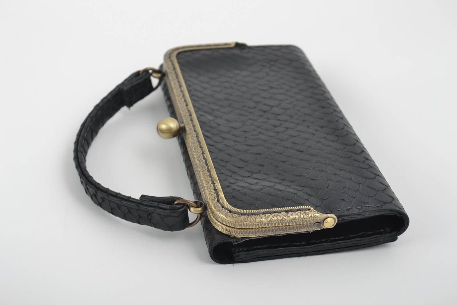 Beautiful handmade leather clutch bag designer handbag leather goods for girls photo 4