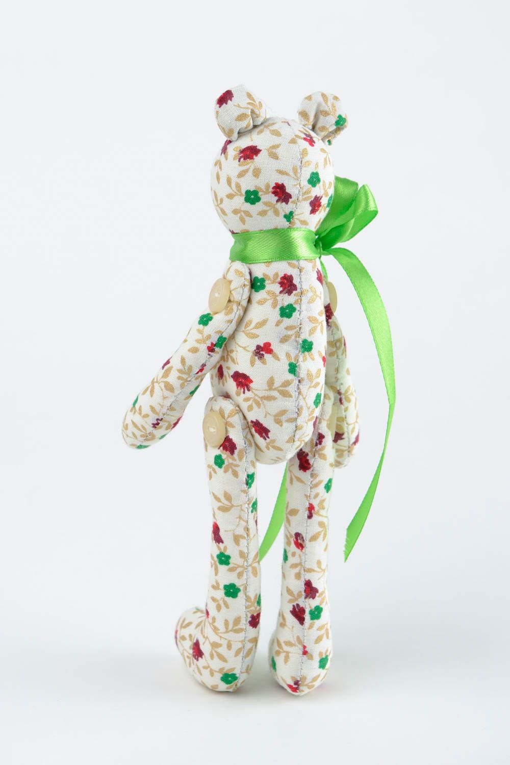 Peluche ours Jouet enfant fait main blanc à motif floral coton Cadeau original photo 5