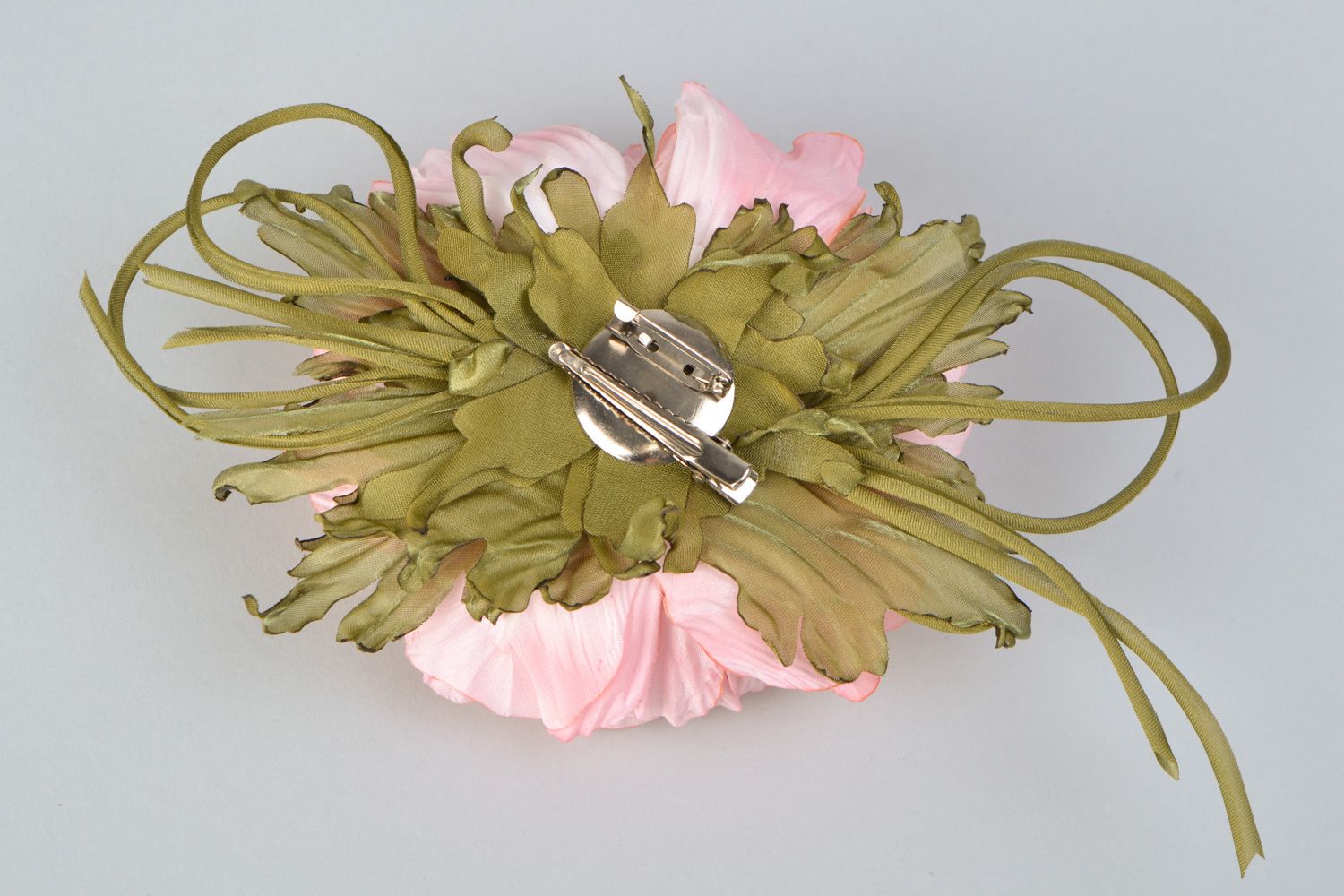 Handmade textile silk flower brooch hair clip photo 4