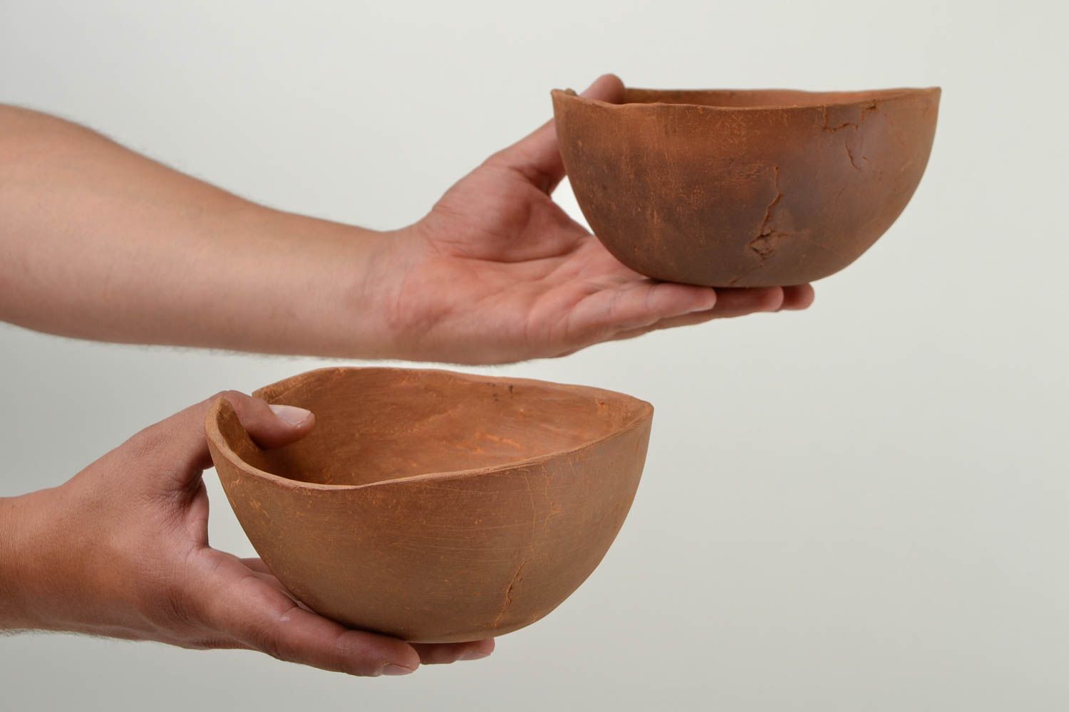 Unusual handmade ceramic bowl clay bowl design 2 pieces kitchen supplies photo 2