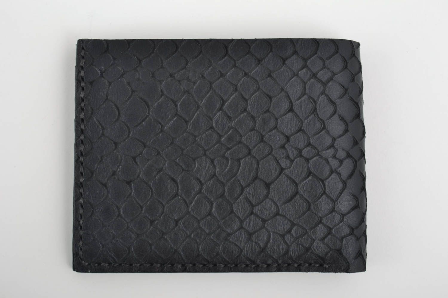 Черное портмоне из кожи хенд мейд бумажник из натуральной кожи мужской бумажник фото 2