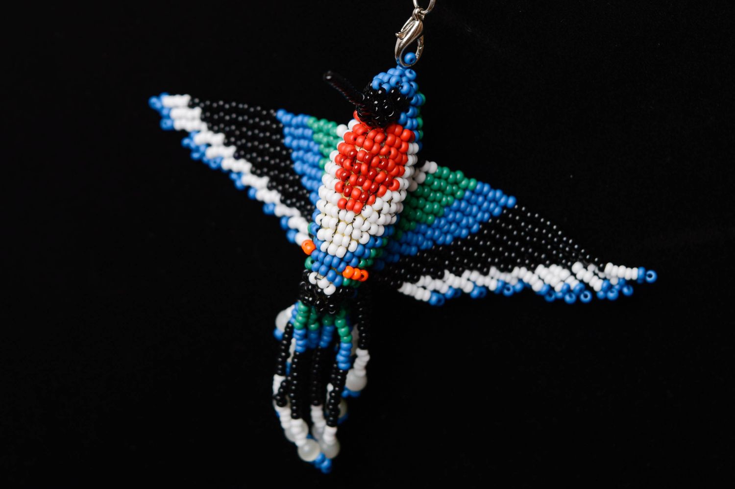 Handmade beaded keychain Hummingbird photo 2