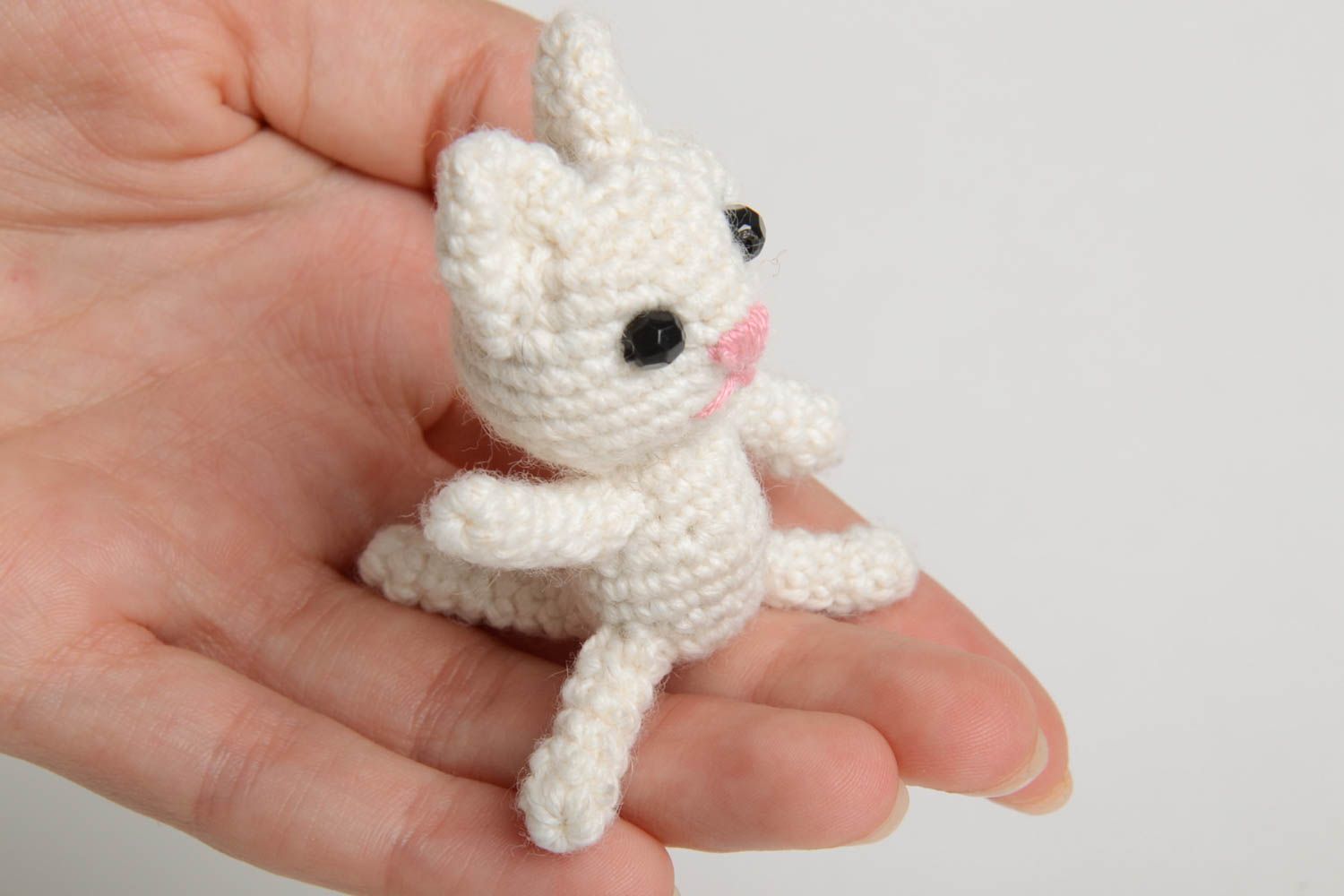 Handmade crocheted cat toy designer soft figurine unique present for children photo 5