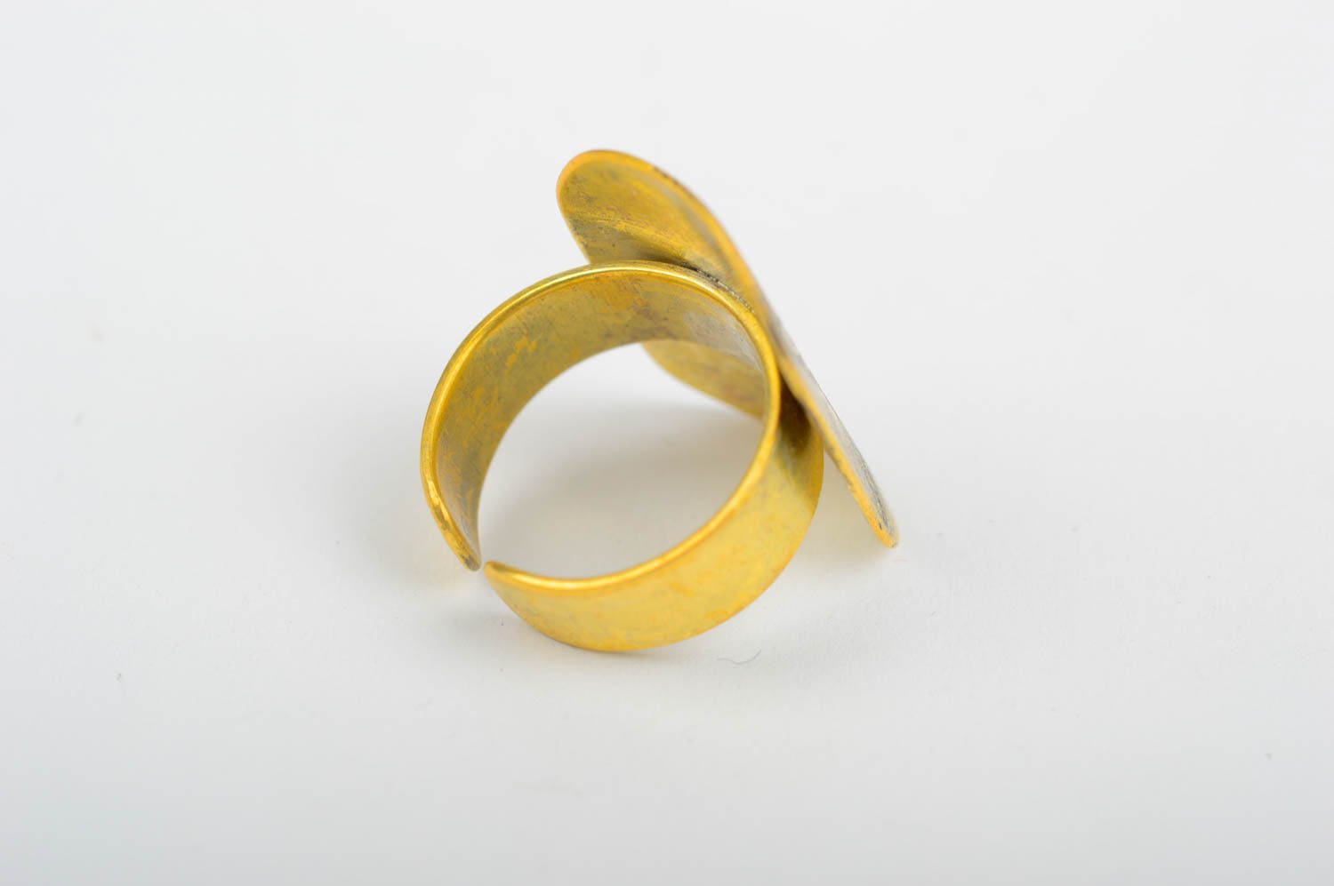 Handmade elegant brass ring designer metal accessory stylish ring for women photo 5