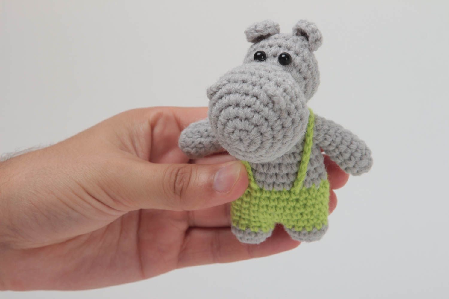 Juguete artesanal tejido peluche para niños regalo original Hipopótamo
 foto 5