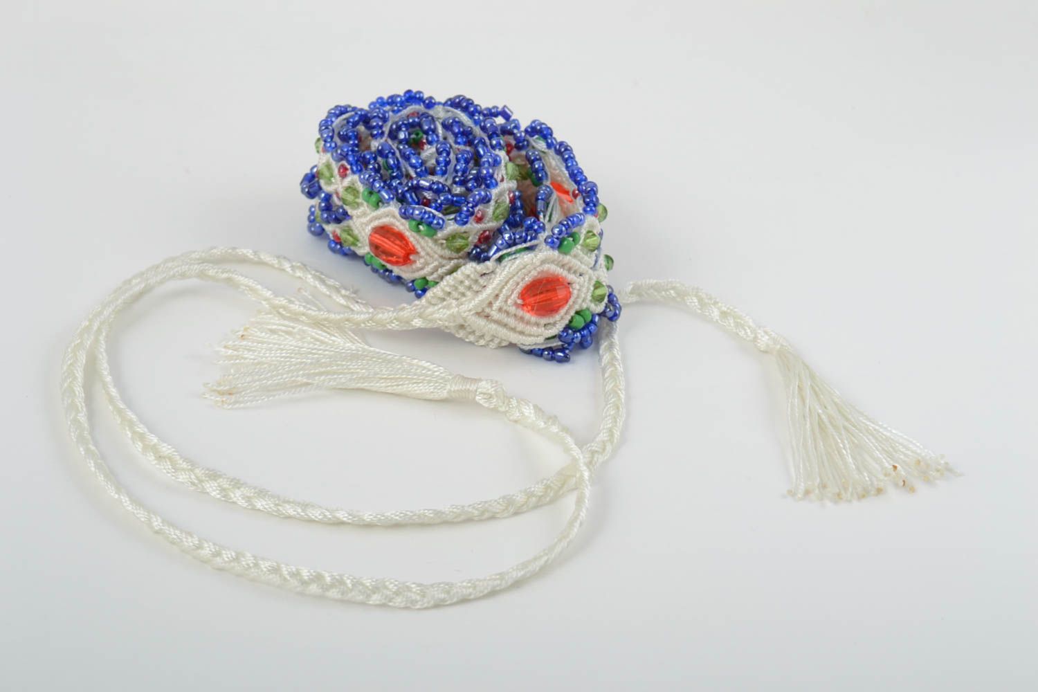Macrame handmade belt woven belt with beads macrame accessories women belt photo 4