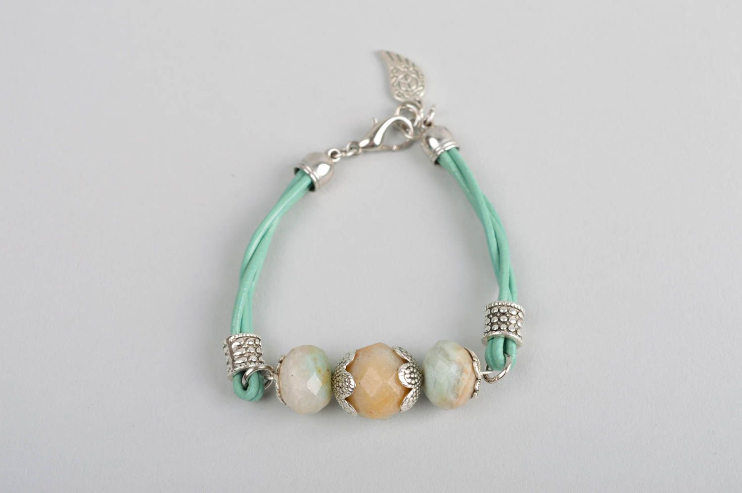 Handmade gemstone bracelet leather bracelet beaded bracelet designs gift ideas photo 2